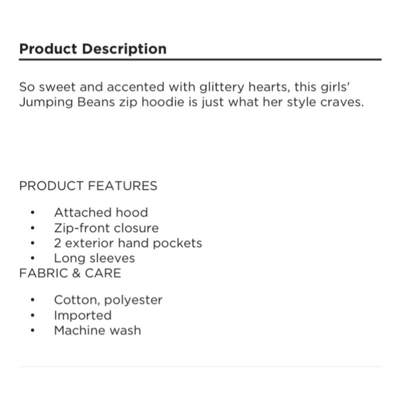 JUMPING BEANS GIRL ZIP UP HOODIE - Picture 2 of 4